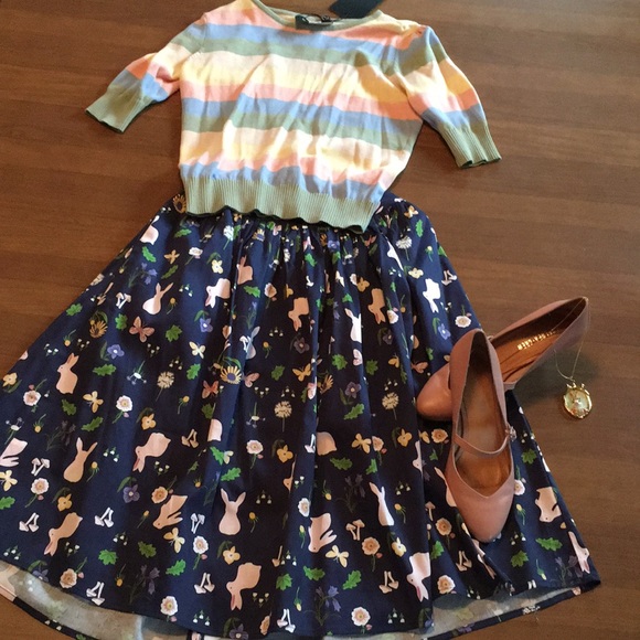 NWT Modcloth X Collectif Jasmine Enchanted Meadow Swing 50s retro circle skirt - Picture 16 of 17